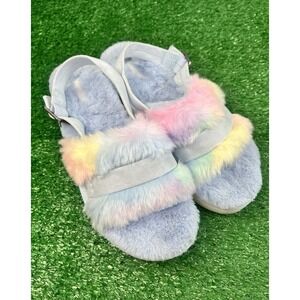 NWOB UGG Koolaburra Fuzz'd Out Adjustable Slide Sandals in Pastel Blue 10